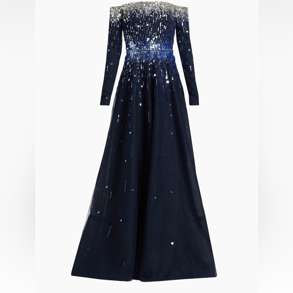 Pamella Roland Dresses & Skirts - Pamella Roland Midnight Blue Sequin Gown